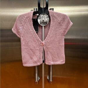 Elegant Pink Short Sleeve Cardigan